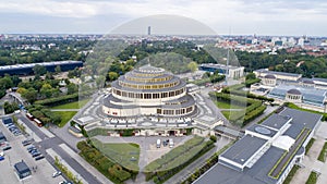 Hala Stulecia, WrocÃâaw, UNESCO, Poland, 08.2017, aerial view