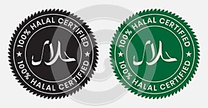 100% Halal certified food product sticker labels for apps or websites photo