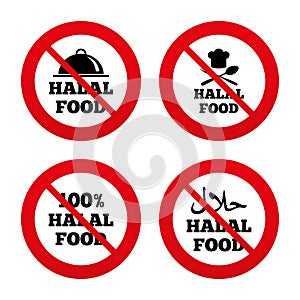 Halal food icons. Natural meal symbol