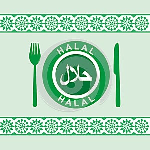 Halal - plate, knife and fork