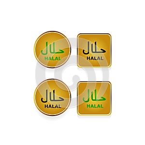 Halal tag label collection for food certified design template