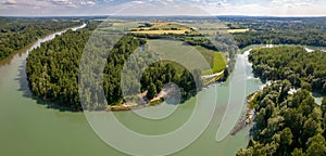 Halas Carda. Aerial view of Drava and Mura rivers mouth photo