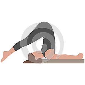 Halasana yoga fitness pose vector illustration isolated on white