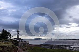 Hale village lighthouse during stormy weather