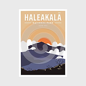 Haleakala national park poster illustration design