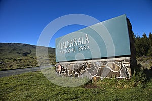 Haleakala National Park sign.