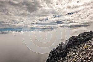 Cloud inside crater of Haleakala Volcano, Maui, Hawaii, USA