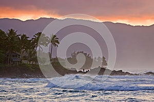 Haleiwa Hawaiian Sunset and Surf