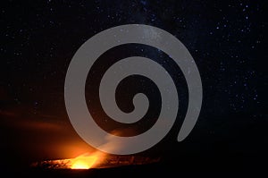 Halemaumau Crater under a starry sky, Big Island, Hawaii