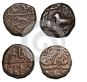 Half Anna Copper Coins of Indore Princely State Holkar Rulers