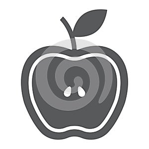 Half apple glyph icon, food and fruit, fresh apple sign, vector graphics, a solid pattern on a white background.