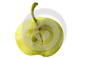 Half an apple on a white background