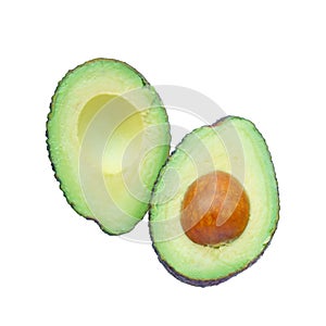 Half avocado isolated on white background