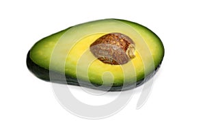 Half avocado with seed isolated.