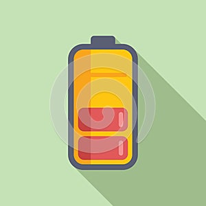 Half battery charge icon flat vector. Power low