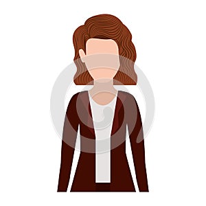 Half body silhouette executive woman with short hair