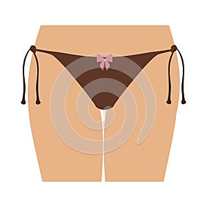 half body women with brown tanga bikini photo