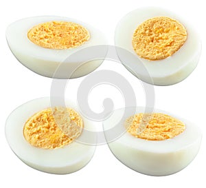 Half of boiled egg isolated on white. With clipping path