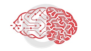 Half Brain with Circuit Board Pattern, vector design Generative AI