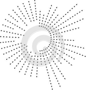 circle irregular rays half inside-outside empty small circle center