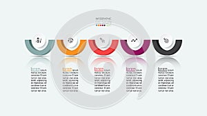 The half circle infographic design is modern that can explain and describe to plan marketing.