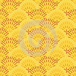 Half circle line fan orange seamless pattern