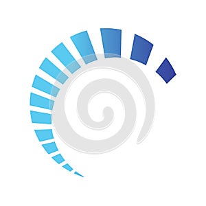 Half circle loading swoosh vector design on blue color shades