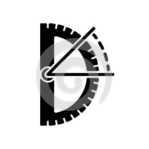 Half circle protractor black glyph icon