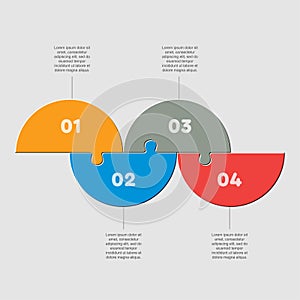 Half circles four puzzle jigsaw vector infographic