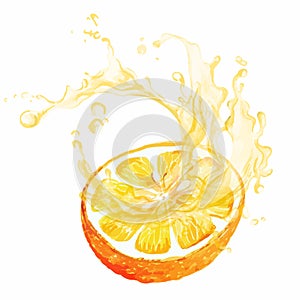 Half of citrus fruit with splash of juice