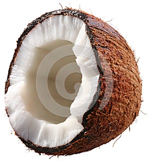 Half of the coconut isolated on a white.