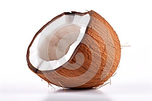 half coconut on white background
