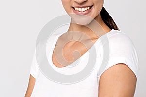 Half cropped face of woman