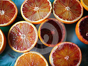 Half-cut italian blood oranges