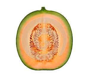 Half cut of japanese melons, orange melon or cantaloupe melon