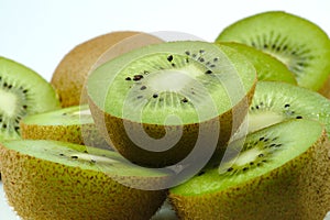 Half cut kiwi fruits close up