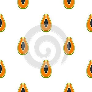Half cut papaya fruit pattern seamless