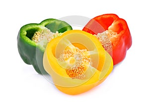 Half cut of yellow,red,green, sweet bell pepper or capsicum