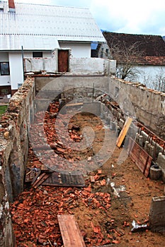 Half destroyed barn from above