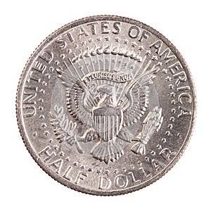 Half dollar coin. Money United States of America. American cash. Financial marketplaces. US Bank.