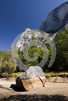 Half Dome from a dry river bed, Yosemite National Park,California, USA