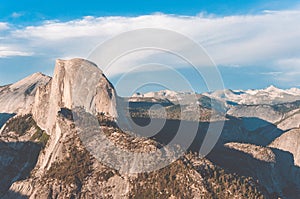 Half Dome is a granite dome at the eastern end of Yosemite Valley in Yosemite National Park, California