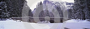 Half Dome and Merced River In Winter