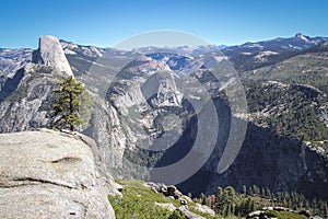 Half Dome mountain seen from Glacier Point lookout