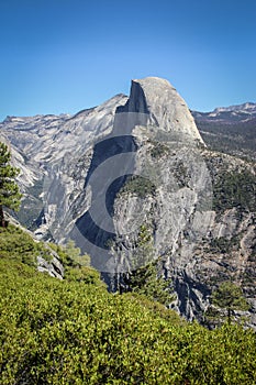 Half Dome mountain seen from Glacier Point lookout