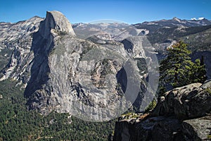 Half Dome mountain seen from Glacier Point lookout