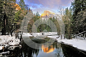 Half Dome reflected in the Merced River, Yosemite National Park