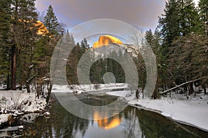 Half Dome reflected in the Merced River, Yosemite National Park