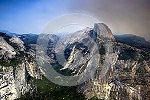 The half dome on a smoky day