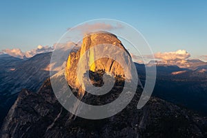 Half Dome at sunset from Glacier Point in Yosemite National Park, California